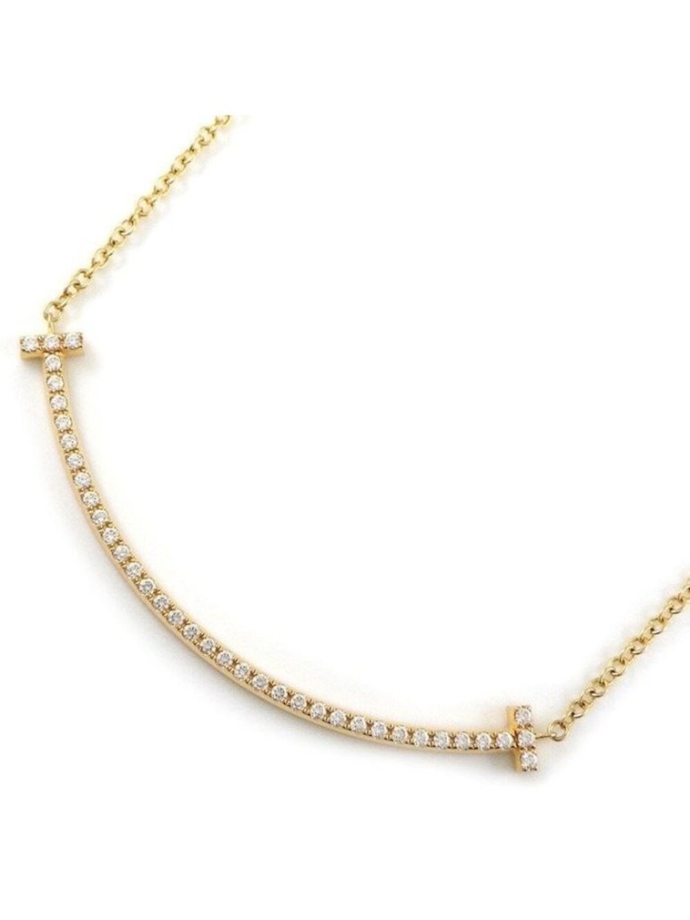 Tiffany & Co Necklace T Smile Small Diamond Total 18K Pink Gold